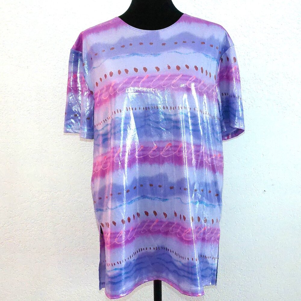 Fashion Code,  Purple/pink shimmer stripes T-Shirt